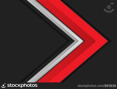 Abstract red white arrow 3D direction on dark grey blank space design modern futuristic background vector illustration.