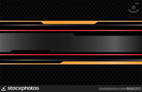 Abstract red yellow black cyber thin line geometric on grey circle mesh design modern futuristic background vector illustration.