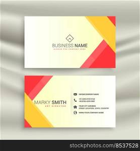 abstract red yellow geometric business card design