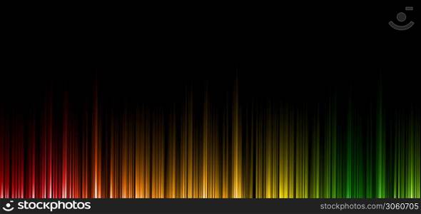 Abstract red yellow green stripe vertical lines light on black background. Technology concept. Vector illustration