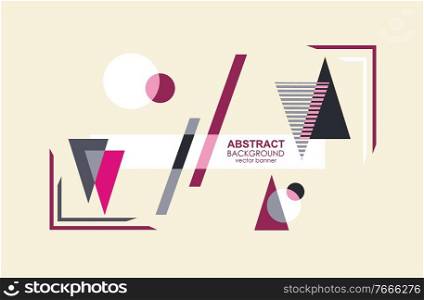 Abstract retro background with geometric flat shapes, vector.