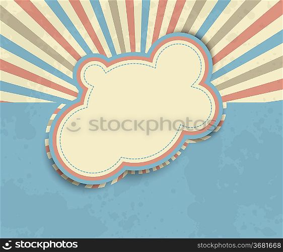 Abstract retro background with label and rays