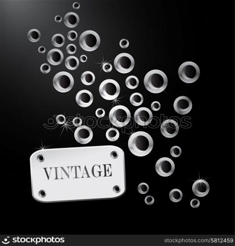 Abstract retro background with stud and retro label and. Design template, card can be used banners, invitation, congratulation or website layout vector.Silver, gold metal stud