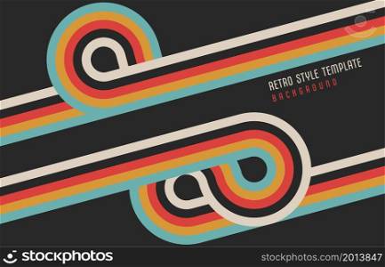 Abstract retro colorful lines pattern template artwork style. Geometric style of simple colors background. Illustration vector