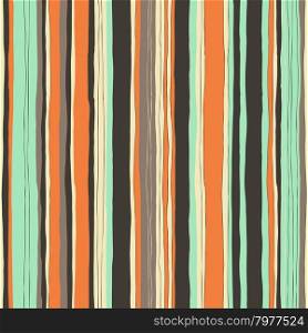 Abstract retro colors stripes pattern. Seamless hand-drawn lines vector design.