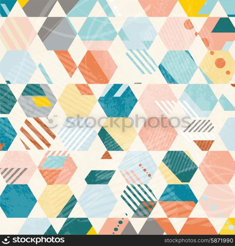 Abstract Retro Geometric hexagonal pattern. Vector Illustration