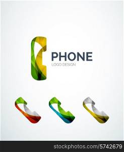 Abstract retro phone logo design made of color pieces - various geometric shapes