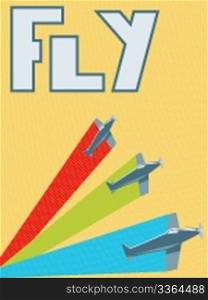 abstract retro poster with stylized planes