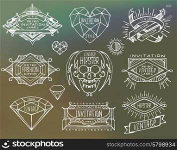 Abstract retro vintage design. Line labels, insignias, badges frame borders