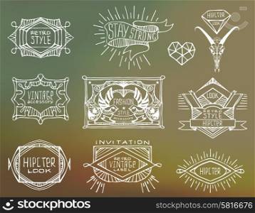 Abstract retro vintage design. Line labels, insignias. Business signs, labels, badges, frames, borders