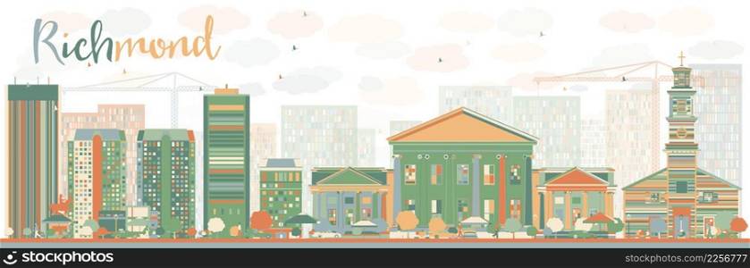 Abstract Richmond  Virginia  Skyline with Color Buildings. Vector Illustration. Business Travel and Tourism Concept with Modern Buildings. Image for Presentation, Banner, Placard and Web Site.