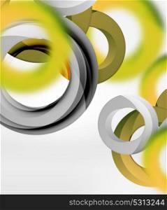 Abstract rings composition in grey 3d space with blurred effects. Abstract rings composition in grey 3d space with blurred effects. Vector digital wallpaper or business technology presentation background