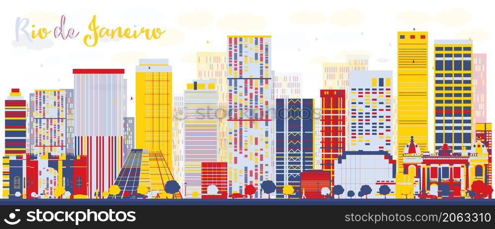 Abstract Rio de Janeiro skyline with color buildings. Vector illustration