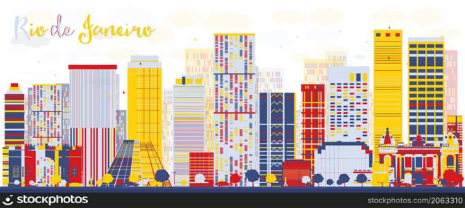 Abstract Rio de Janeiro skyline with color buildings. Vector illustration