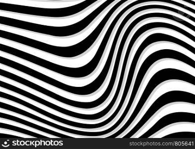 Abstract rippled or black wave lines pattern on white background and texture. Vector illustration