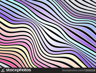 Abstract rippled or pastel wave lines pattern on black background and texture. Vector illustration