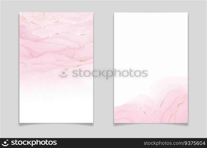 Abstract rose blush liquid watercolor background with golden lines, dots and stains. Pastel marble alcohol ink drawing effect. Vector illustration design template for wedding invitation.. Abstract rose blush liquid watercolor background with golden lines, dots and stains. Pastel marble alcohol ink drawing effect. Vector illustration design template for wedding invitation