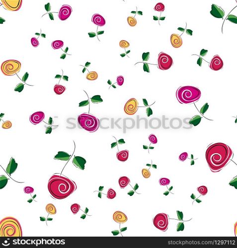 Abstract roses on a white background.For fabric, baby clothes, background, textile, wrapping paper and other decoration. Vector seamless pattern EPS 10