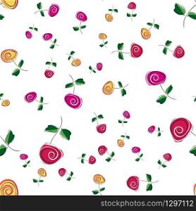 Abstract roses on a white background.For fabric, baby clothes, background, textile, wrapping paper and other decoration. Vector seamless pattern EPS 10