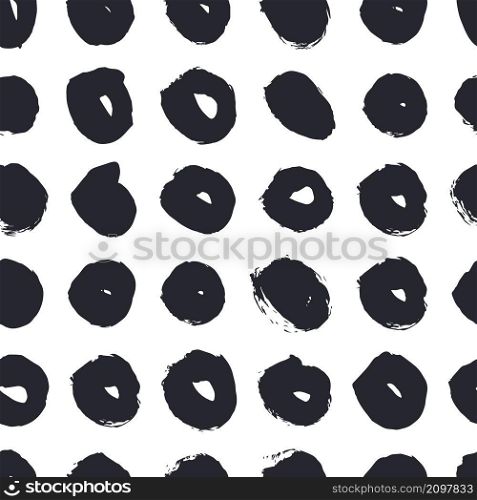 Abstract round brush strokes on white background. Vector seamless pattern.. Abstract brush strokes. Vector pattern
