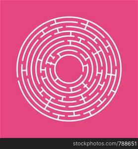 Abstract round maze. An educational game for children and adults. A simple flat vector illustration isolated on a pink background. Abstract round maze. An educational game for children and adults. A simple flat vector illustration isolated on a pink background.