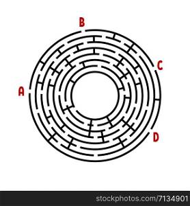 Abstract round maze. Game for kids. Puzzle for children. Find the right path. Labyrinth conundrum. Flat vector illustration isolated on white background. With place for your image.