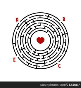 Abstract round maze. Game for kids. Puzzle for children. Find the right path. Labyrinth conundrum. Flat vector illustration isolated on white background. With place for your image.