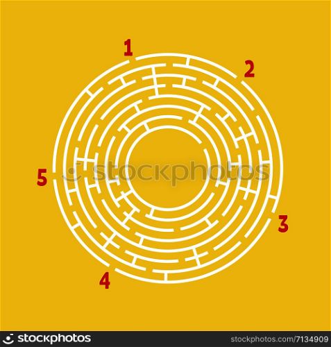 Abstract round maze. Game for kids. Puzzle for children. Find the right path. Labyrinth conundrum. Flat vector illustration isolated on color background. With place for your image.