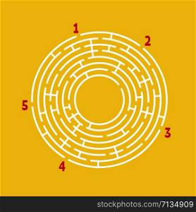 Abstract round maze. Game for kids. Puzzle for children. Find the right path. Labyrinth conundrum. Flat vector illustration isolated on color background. With place for your image.