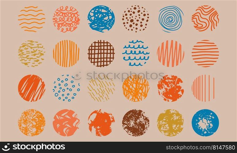 Abstract round modern pattern icon. Contemporary line doodle geometric texture graphic vector illustration concept. Quirky background design circle elements. Brush art and curve fabric collection