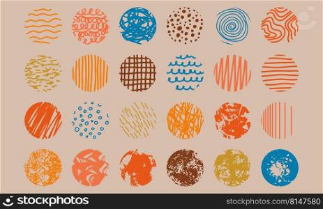 Abstract round modern pattern icon. Contemporary line doodle geometric texture graphic vector illustration concept. Quirky background design circle elements. Brush art and curve fabric collection