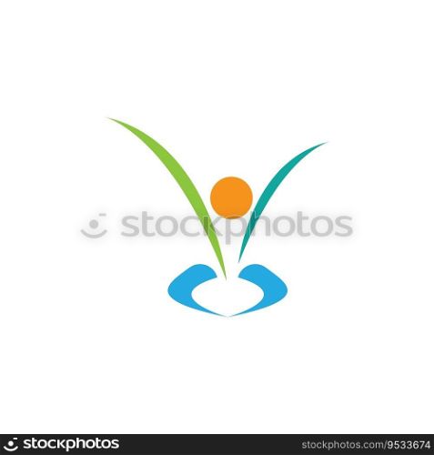 Abstract round symbol with happy human silhouette
