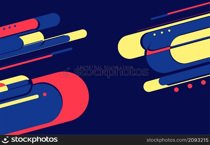 Abstract rounded lines pattern design of geometric artwork template. Overlapping on dark blue template background. Illustration vector