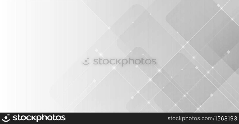 Abstract rounded square with line white and gray gradient background technology concept. Vector illustration