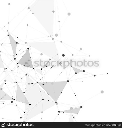 Abstract science background with connected dots and lines, molecular artificial neural network concept vector illustration.. Abstract science network concept vector