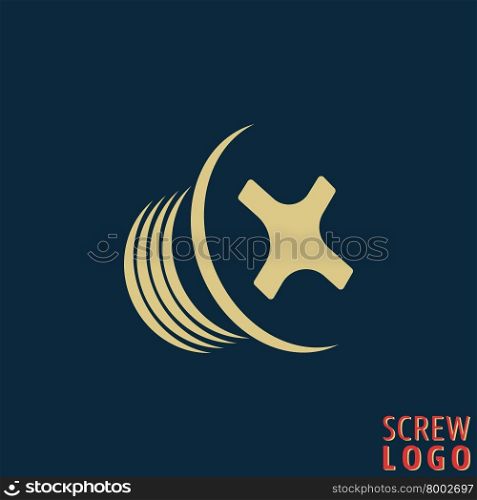 Abstract screw icon. Screw bolt logo. Screw logotype for corporate identity, fixing materials shop and construction company. Design element template. Vector illustration.