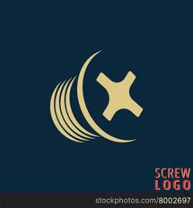 Abstract screw icon. Screw bolt logo. Screw logotype for corporate identity, fixing materials shop and construction company. Design element template. Vector illustration.