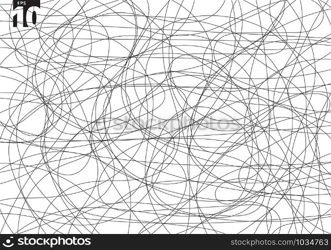Abstract scribble creative tangle on white background. Hand drawn scrawl sketch chaos doodle pattern. Vector illustration