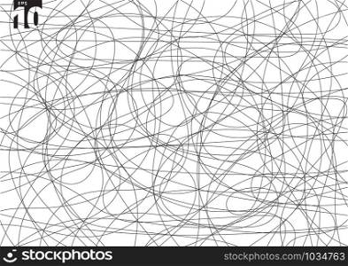 Abstract scribble creative tangle on white background. Hand drawn scrawl sketch chaos doodle pattern. Vector illustration