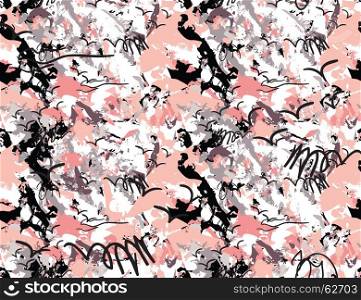 Abstract scribbles pink with grunge.Hand drawn with ink and marker brush seamless background.