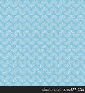 Abstract sea ocean water wave, blue and white semicircle lines wave pattern, linear design vector illustration