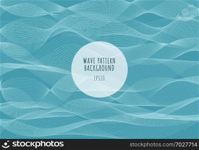 Abstract sea white lines waves pattern on blue background. Wavy stripes, Rough surface. Vector Illustration
