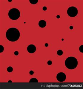 Abstract seamless background design texture with circle round lady-bird elements. Creative vector endless pattern with small shapes ladybug circles.. Abstract seamless red background design texture with circle round lady-bird elements. Creative vector endless pattern with small shapes ladybug circles. Simple soft geometrical tile image for textile.