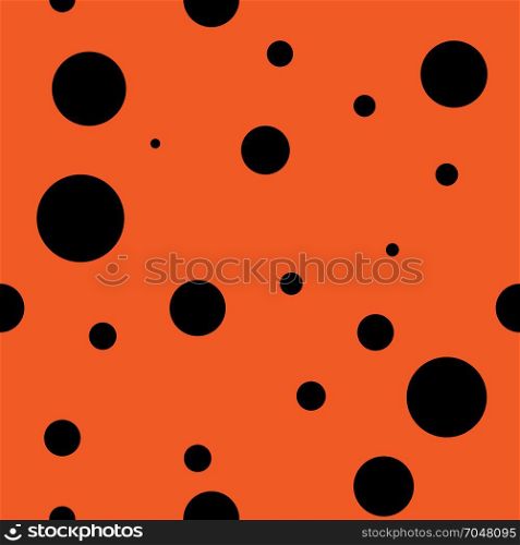 Abstract seamless background design texture with circle round lady-bird elements. Creative vector endless pattern with small shapes ladybug circles.. Abstract seamless orange background design texture with circle round lady-bird elements. Creative vector endless pattern with small shapes ladybug circles. Simple soft geometrical tile image for textile.