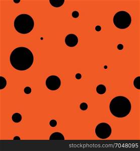 Abstract seamless background design texture with circle round lady-bird elements. Creative vector endless pattern with small shapes ladybug circles.. Abstract seamless orange background design texture with circle round lady-bird elements. Creative vector endless pattern with small shapes ladybug circles. Simple soft geometrical tile image for textile.