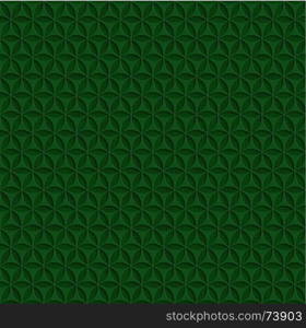 Abstract Seamless Background Pattern. 3d Green Leaves Tile Surface With Black Dots Of Different Sizes On The Bottom Layer. Frame Border Wallpaper. Elegant Repeating Vector Ornament