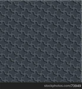 Abstract Seamless Background Pattern. 3d Quadrilateral Gray Tile Surface With Dark Gray Dots Of Different Sizes On The Bottom Layer. Frame Border Wallpaper. Elegant Repeating Vector Ornament
