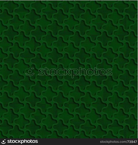 Abstract Seamless Background Pattern. 3d Quadrilateral Green Tile Surface With Black Dots Of Different Sizes On The Bottom Layer. Frame Border Wallpaper. Elegant Repeating Vector Ornament