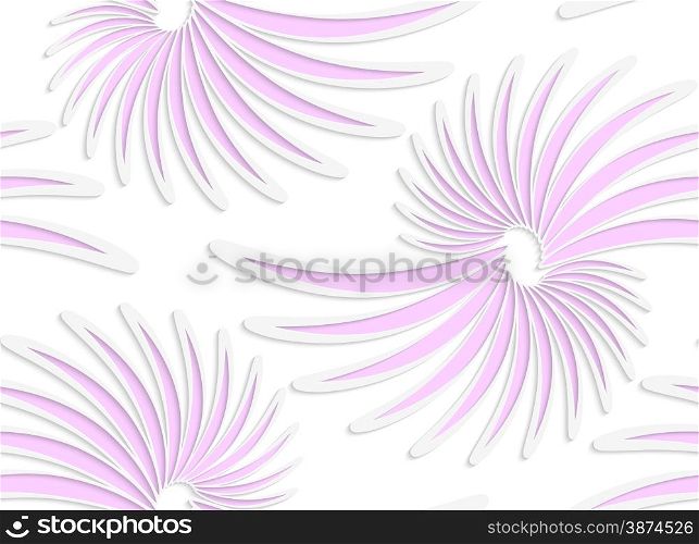 Abstract seamless background with 3D cut out of paper effect. Pattern with realistic shadow. Modern texture. Stylish backdrop.White colored paper floral pink daisy flowers.
