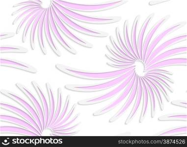 Abstract seamless background with 3D cut out of paper effect. Pattern with realistic shadow. Modern texture. Stylish backdrop.White colored paper floral pink daisy flowers.